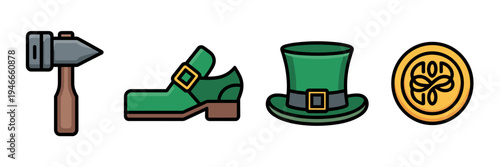 Leprechaun tools and cobbler accessories – Ideal for St Patrick’s Day storytelling, gaming assets, or craft blogs.