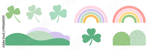 Minimalist pastel Irish spring stickers – Great for nursery art, scrapbooking, or holiday apps.