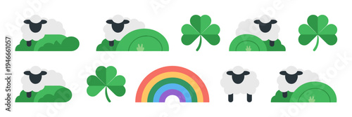 Irish countryside sheep and hills icons – Ideal for farm branding, travel blogs, or holiday decor.