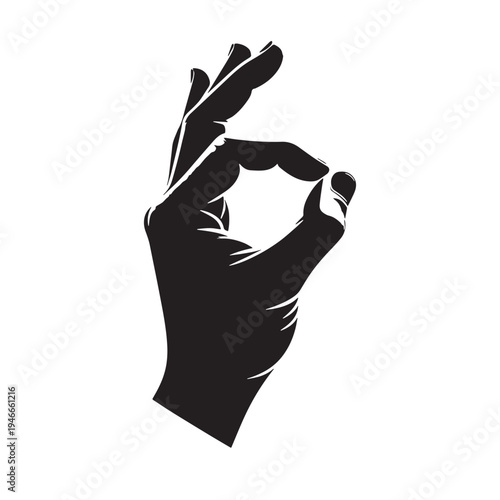 Black Thank you gesture  Silhouette Vector, High Quality Illustration on White Background
