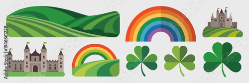 Flat Irish landmark and nature icons – Suitable for holiday blogs.