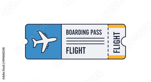 Airplane boarding pass for flight, travel concept, vector illustration
