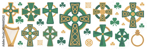 Celtic cross and heritage icon set – Ideal for religious content.