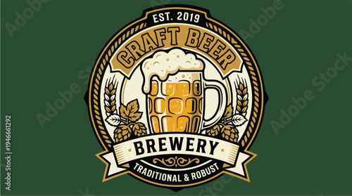 Craft Beer Brewery Logo Design Est 2019 Traditional Robust.