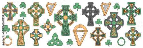 Irish cross and knotwork icons – Perfect for family history blogs.