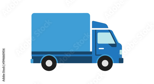 Blue Delivery Truck Icon on White Background - Logistics and Transport
