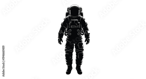 A black silhouette of an astronaut in a spacesuit