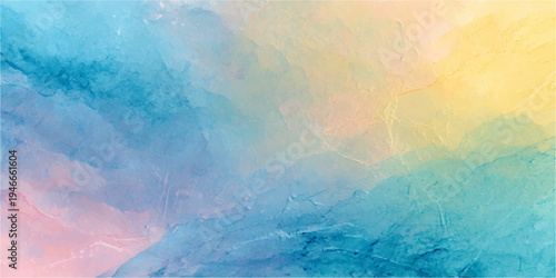 Abstract an original abstract composition of delicate watercolor washes unfolds. Pastel hues of blue, yellow, and pink meld together, offering a serene aesthetic.