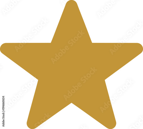 Gold star rating symbol isolated on white for achievement.