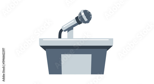 Empty Podium with Microphone - Public Speaking, Presentation, Speech