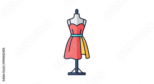 Fashion Mannequin Displaying a Stylish Red and Yellow Dress