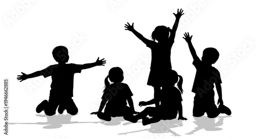 Children Silhouette Happy Kids.