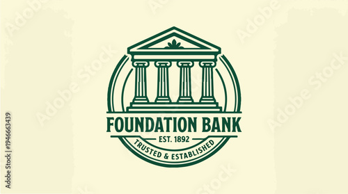 Foundation Bank Logo with Classical Architecture and Trust Symbol.
