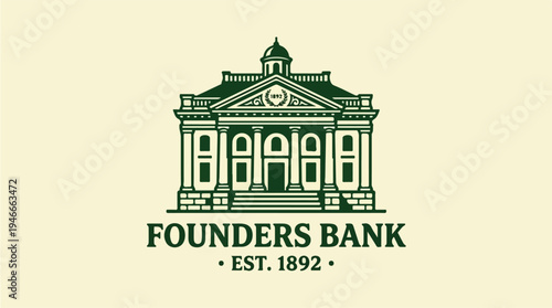 Founders Bank Logo with Classical Architecture and Establishment Date.