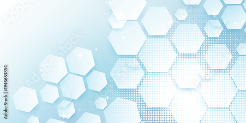 Abstract geometric hexagon shape and healthcare, technology digital hi tech concept background. Minimal vector stripes design. Modern simple texture graphic element. Smooth and clean subtle