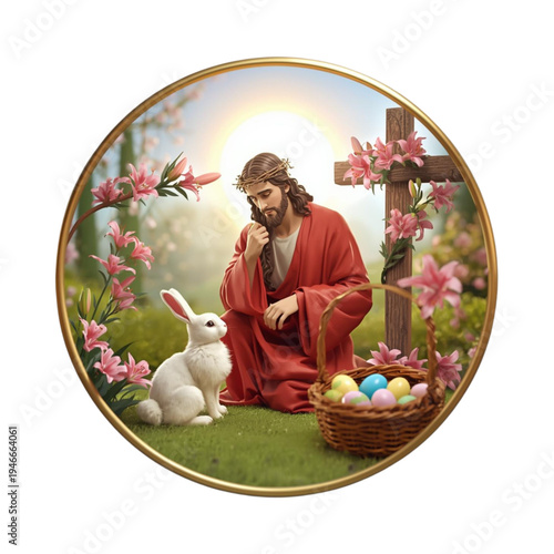 Easter Peace: Jesus and the Easter Bunny in the Garden
