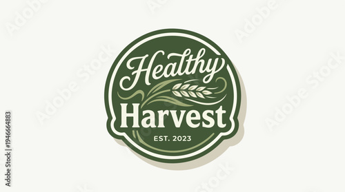 Healthy Harvest Organic Wheat Logo Design.
