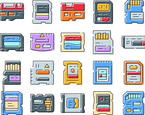 Flash memory cards and digital storage devices collection on white background, illustrating portable sd and microsd media for backup, data transfer, electronics and modern computing connectivity