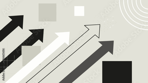 Abstract geometric design featuring arrows and rectangles in grayscale