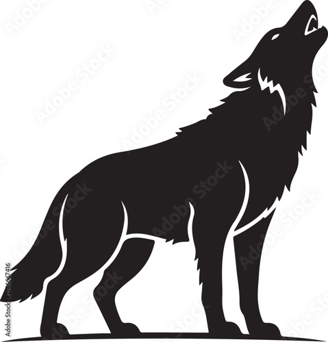 Majestic howling wolf silhouette standing proudly.