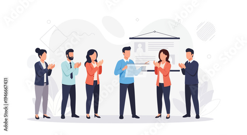 Business team applauding success at presentation, celebrating achievement