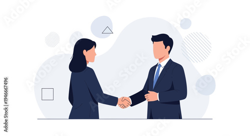 Business handshake agreement, partnership, and teamwork concept illustration