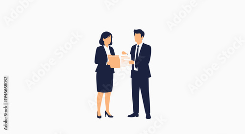 Business partners exchanging documents, teamwork and collaboration concept