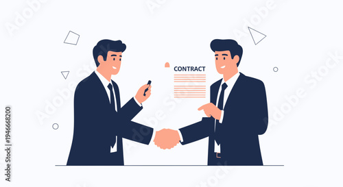 Businessmen shaking hands over a contract agreement, partnership and deal concept