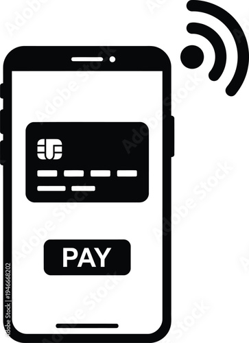 Digital Credit Card on Smartphone Mobile Banking Icon