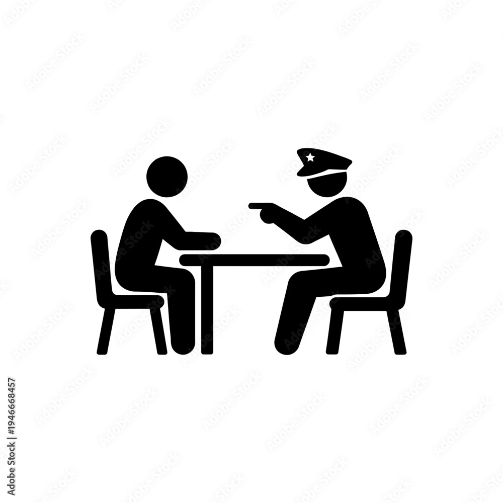 Fototapeta premium Criminal Suspect Interrogation Process Icon