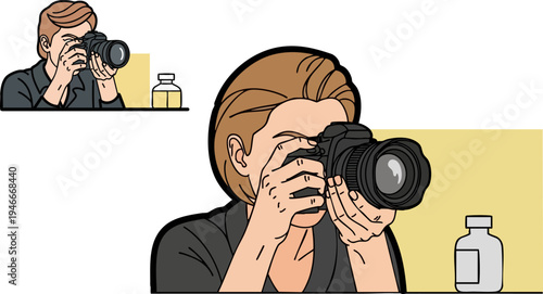 Vector illustration of a photographer using a camera