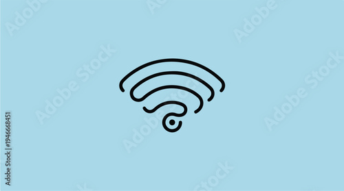 Minimalist WiFi Signal Icon on Light Blue Background 1.