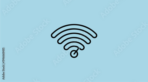Minimalist WiFi Signal Icon on Light Blue Background.
