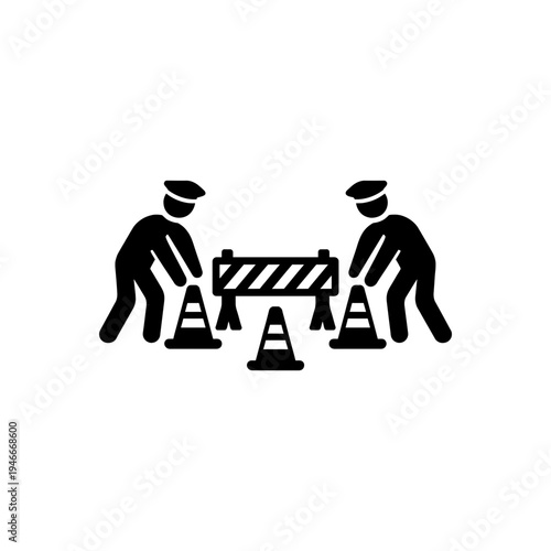 Police Roadblock Safety Checkpoint Icon