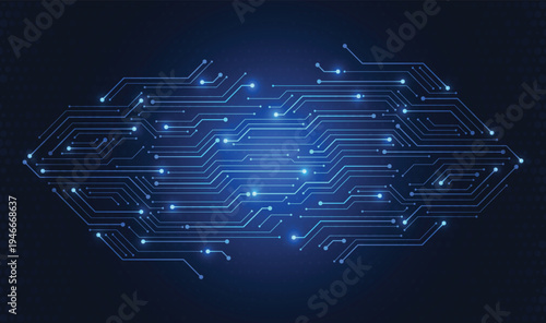 Abstract digital background with technology circuit board texture. Electronic motherboard illustration. Communication and engineering concept. Vector illustration