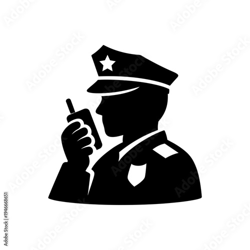 Officer Using Radio Communication Icon