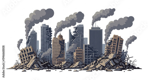 City Skyline After Disaster Strikes.