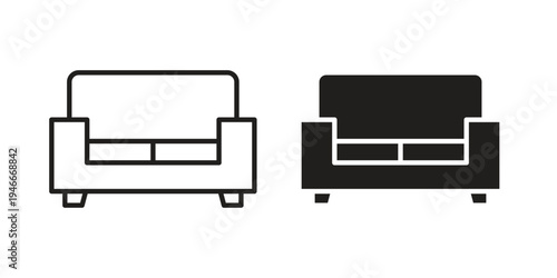 Sofa icon in a simple line art style. EPS10