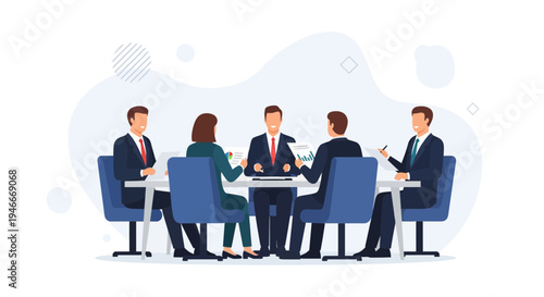 Business Meeting: Diverse Team Collaborates Around Table with Charts