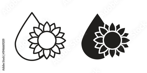 Sunflower oil icon in a simple line art style. EPS10