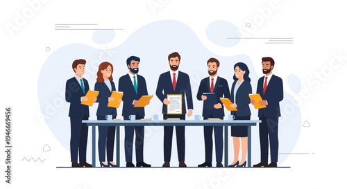 Diverse Business Team Meeting Discussing Documents at Table