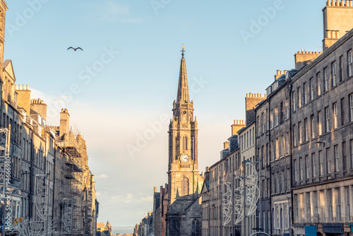 Tron Kirk Market and historic architecture on Edinburgh High Street in autumn