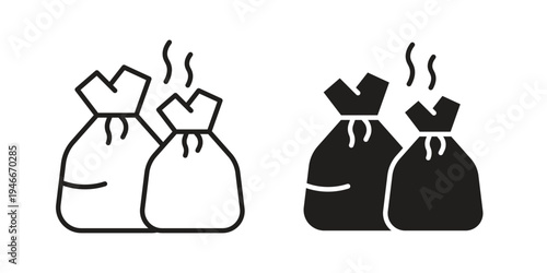 Trash bag icon in a simple line art style. EPS10