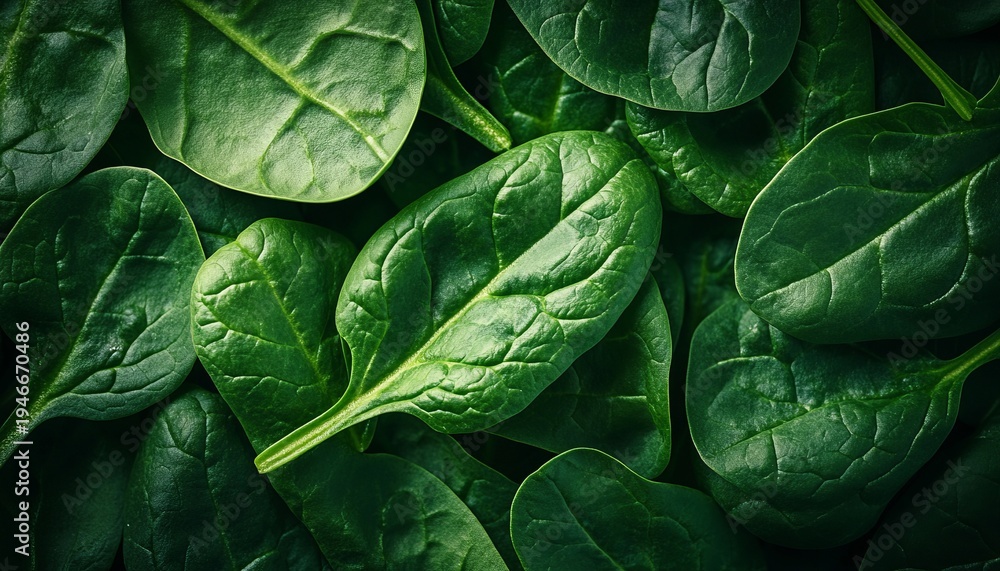 Obraz premium Fresh Spinach Leaves in a Bowl, Healthy and Nutritious Green Food for Vegan and Vegetarian Diets