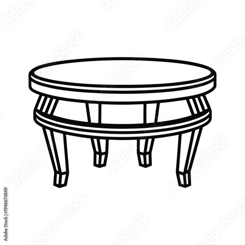 Round wooden table furniture icon simple vector illustration