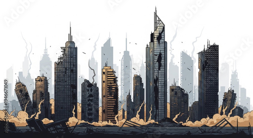 City Skyline Urban Landscape Towers.