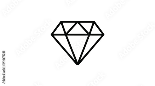 Simple Diamond Icon Outline Vector Graphic.