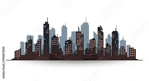 City Skyline Urban Landscape View.