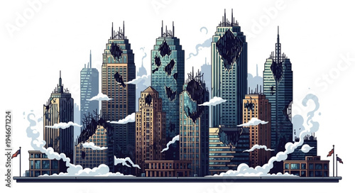 City Skyline Urban Landscape Towers.