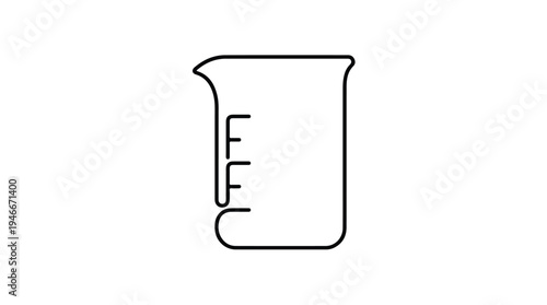 Simple Line Art Illustration of a Laboratory Beaker.